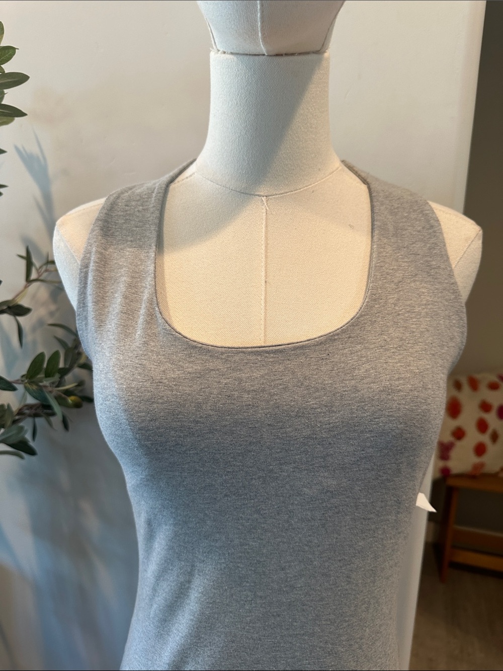 Reformation Bijou Grey Stretch Knit Racerback Midi Dress Minimalist Bodycon New! - Picture 2 of 7